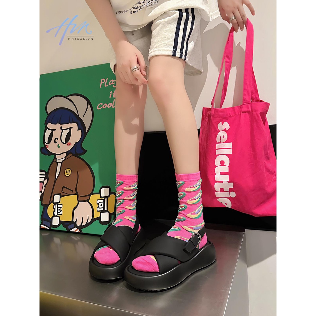 Sandal Đi Biển Mùa Hè 2023 Hở Ngón Đế Dày Quai Chéo Phong Cách Roman Mới Cho Nữ