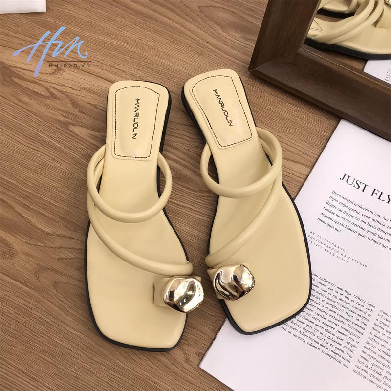 Dép Sandal Đế Bằng Phong Cách Pháp Thời Trang Mùa Hè 2023 Mới Cho Nữ