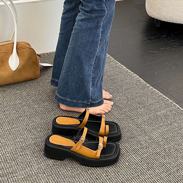 Dép lê đế cao Dép lê quai ngang thoải mái đế dày cho nữ