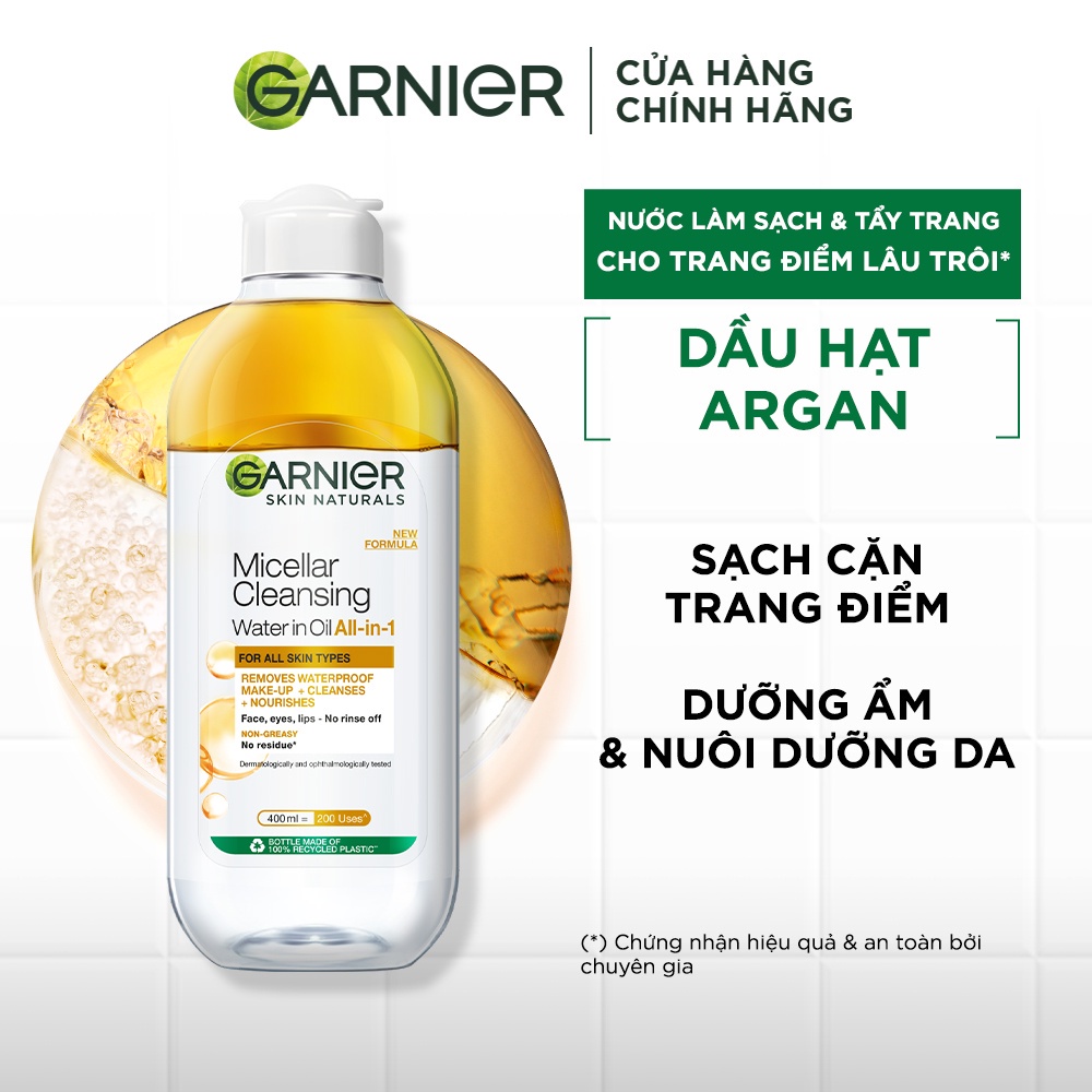 Nước Tẩy Trang làm sạch sâu dịu nhẹ cho mọi loại da - Garnier Micellar Cleansing Water 400ml