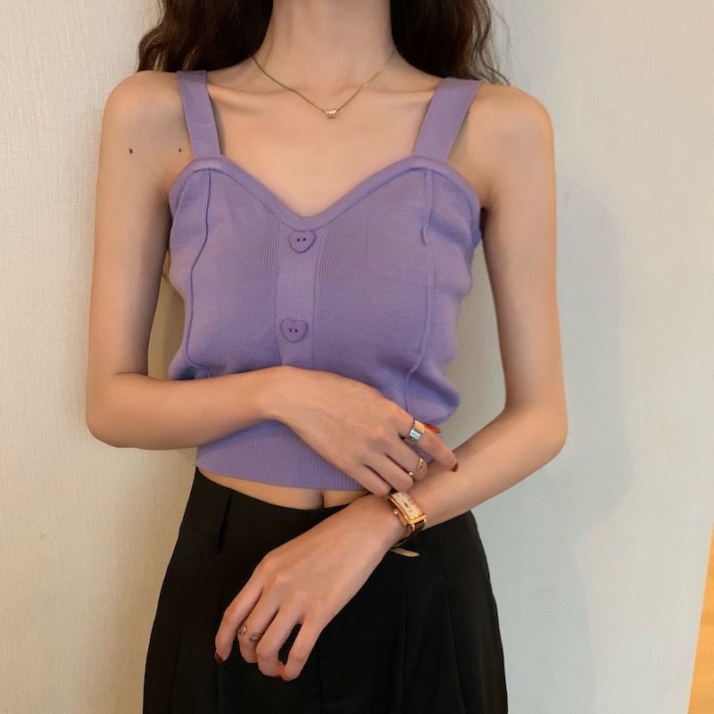 Áo Dệt Kim Hai Dây Không Tay Thời Trang Mùa Hè Cho Nữ