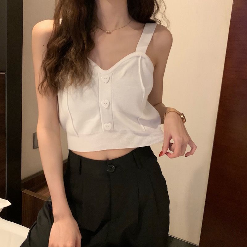 Áo Dệt Kim Hai Dây Không Tay Thời Trang Mùa Hè Cho Nữ