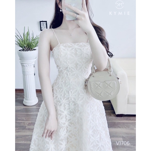 Đầm midi ren hoa cup 2s