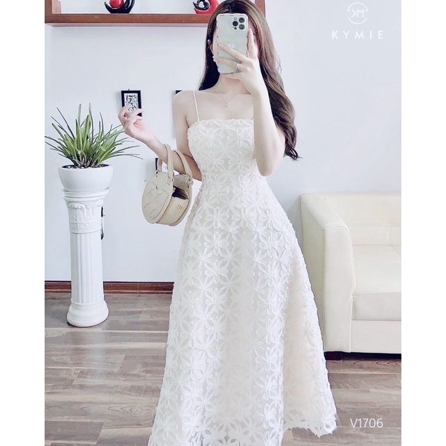 Đầm midi ren hoa cup 2s