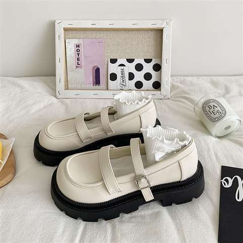 Giày da nhỏ Mary Jane mùa hè nữ màu trắng mũi tròn