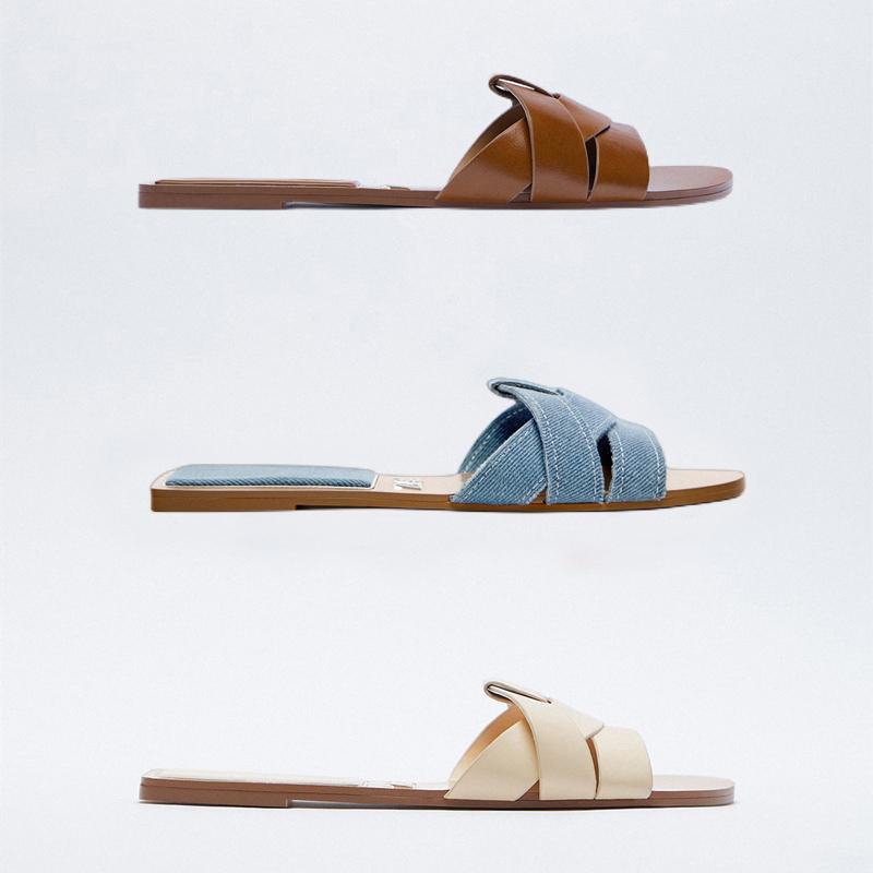 Dép Sandal Mũi Vuông Đế Bằng Chống Trượt Thời Trang Mùa Hè Cho Nữ