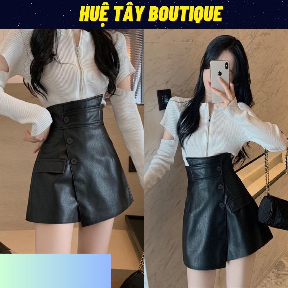 Chân váy nữ, chân váy da nữ newbrand hàn quốc màu đen size S M L SKUCV-03A