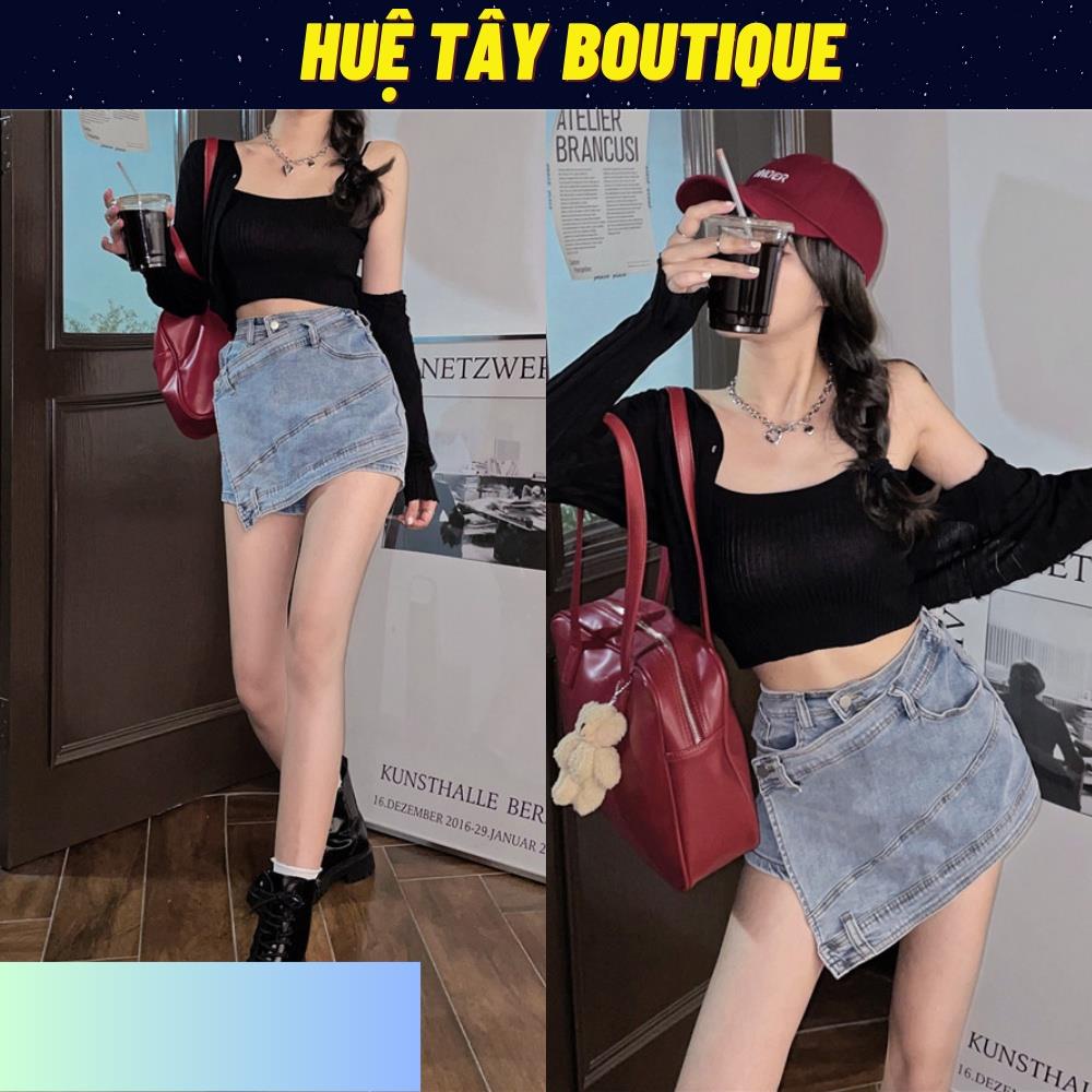 Chân váy jeans, chân váy nữ đắp chéo chất jeans cao cấp size S M L SKUCV-07A