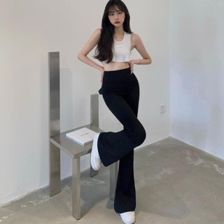Quần ống loe nữ cạp cao dáng dài - quần legging nữ ôm ống loe tôn dáng