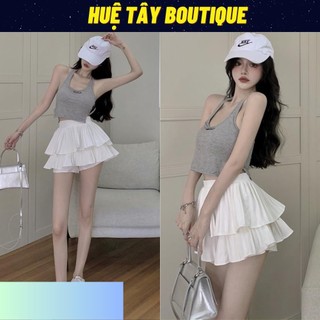 Chân váy nữ, chân váy 2 tầng lưng thun size s m l skucv-09b1