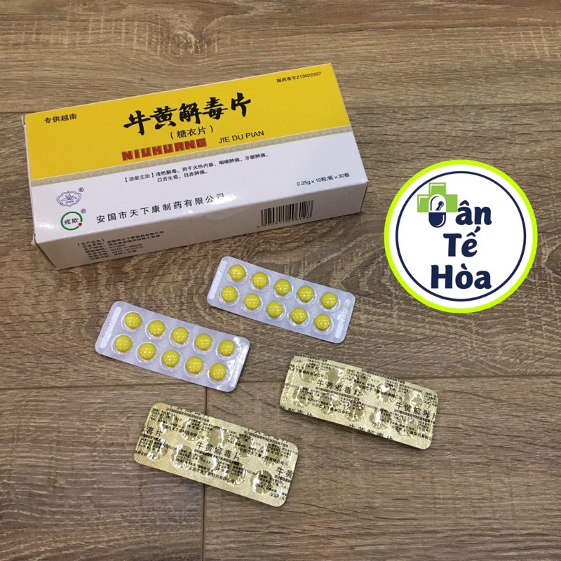 Ngưu Hoàng Giải Độc - Niu Huang Jie Du Pian - hộp 30 vĩ x 10 viên