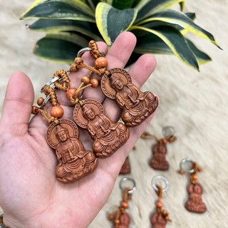 Móc khóa gỗ chạm khắc thủ công hình phật bà quan âm,phật di lặc /khắc chữ bình an mang lại may mắn,tài lộc