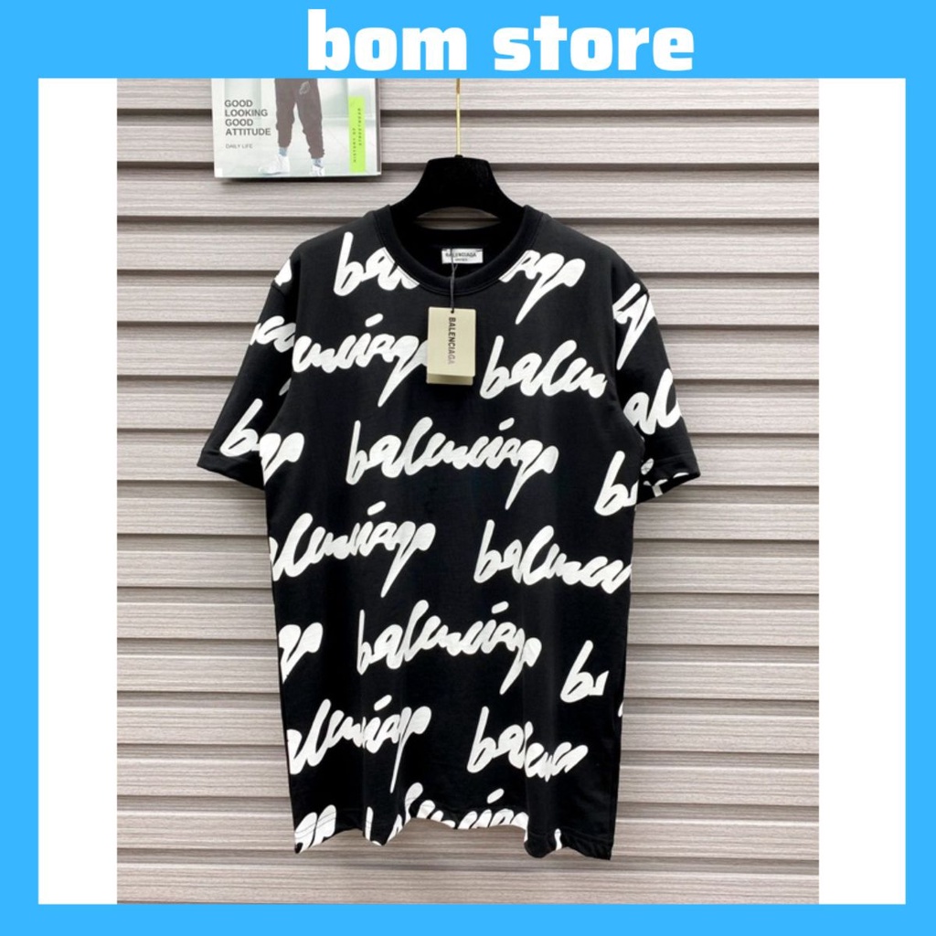 Áo phông in chữ balenciaga nổi sung quanh áo . Áo cộc tay siêu cấp dành cho các boy phố hottrend 2023