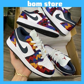 Giày Thể Thao Jordan 1 Thổ Cẩm Cổ Thấp , Giày Sneaker JD1 Đế Độn Chiều Cao Dành Cho Nam Nữ Học Sinh Sinh Viên 2023
