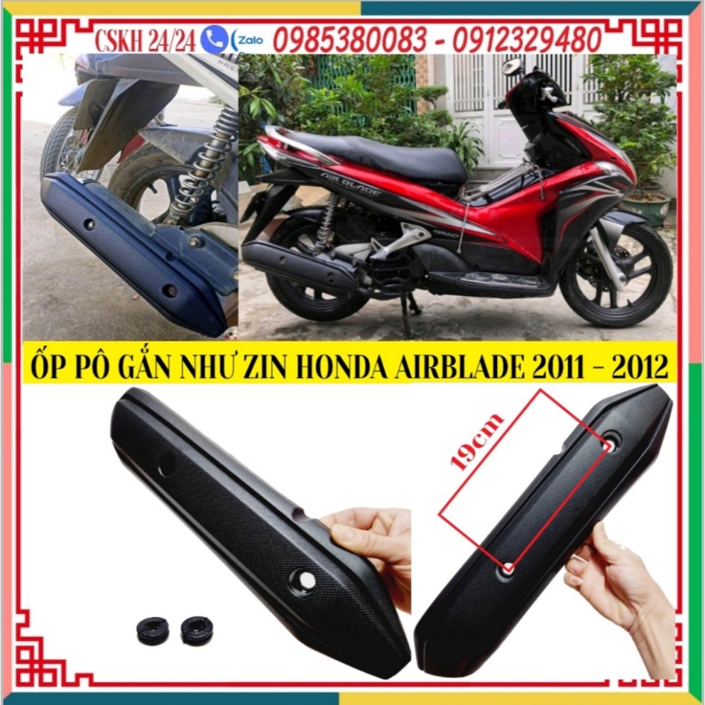 [AB 2011-2012] Ốp Pô Hàng Honda Gắn Honda Air Blade đời 2011 - 2012, Full Bộ Ốp Biển Số Màu Titan (Ảnh Sản Phẩm Tự Chụp)