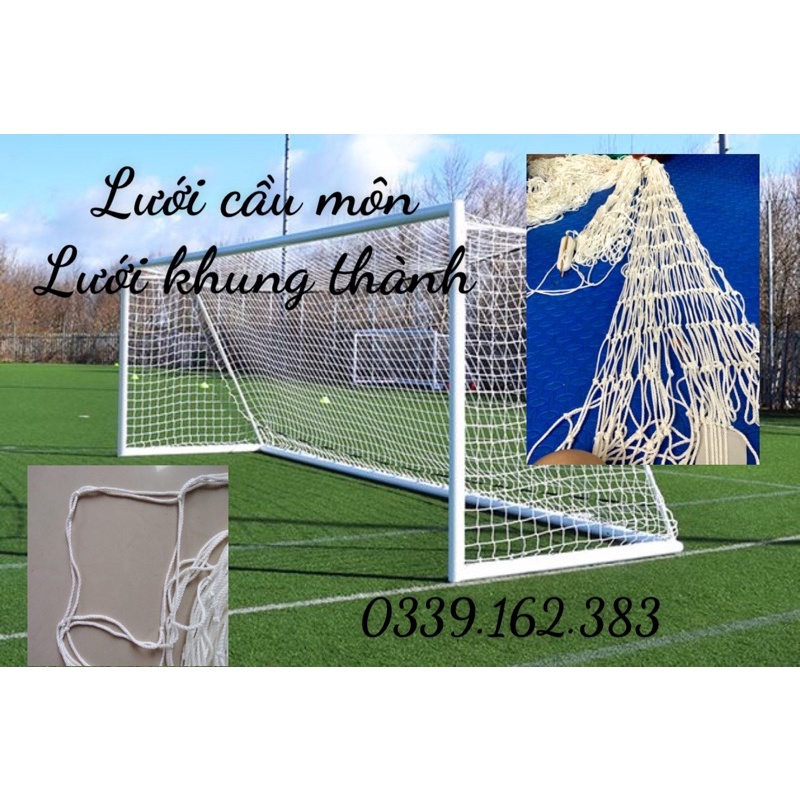 1 bộ lưới khung thành, lưới cầu môn, lưới gôn bóng đá kt 3m x 2.2m x 1m( sợi dù cc)