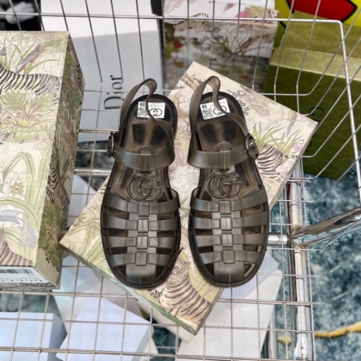 Dép Dọ quai hậu thời trang nam, Dép Rọ GUCCI bản đen trong đính mác kim loại,Full size 38/42