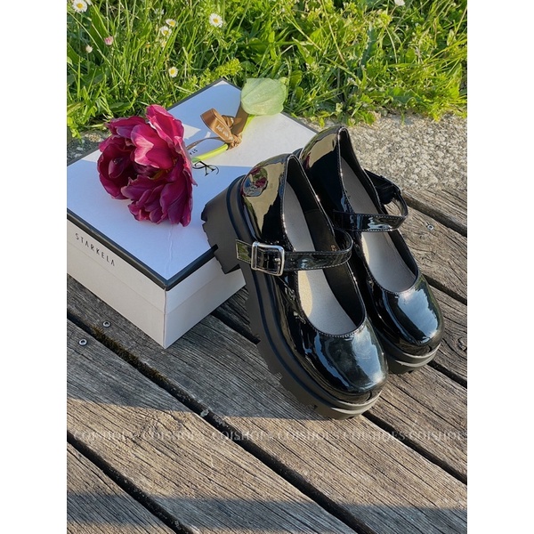 Giày Mary Jane Da Bóng - Giày Lolita quai khuy cài