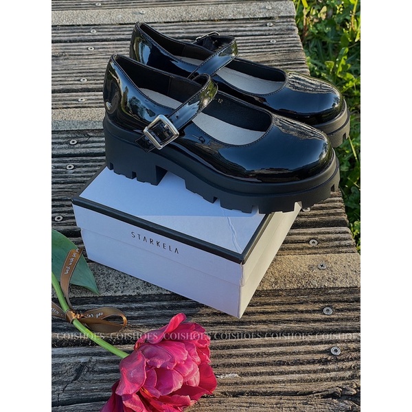 Giày Mary Jane Da Bóng - Giày Lolita quai khuy cài