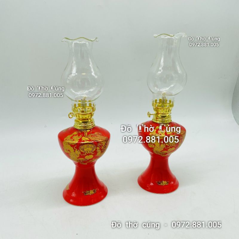 Đèn dầu sứ Màu Đỏ , Đèn thờ đỏ ban thần tài mệnh hoả