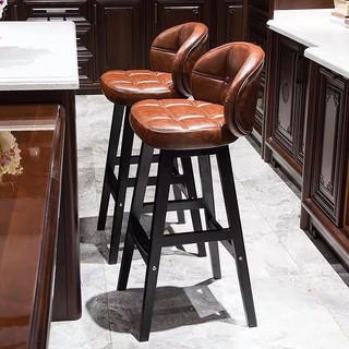  ▽Ghế quầy bar gỗ đặc ghế quầy bar tựa lưng cao đơn giản 