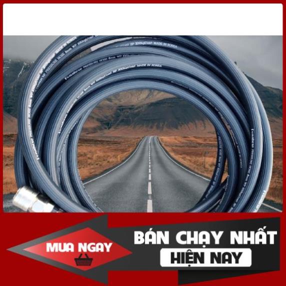 Dây hơi cao su bố vải ponahose 8mm dài 6m, made in Korea, lỗ 8mm, kèm bộ đầu nối nhanh cao cấp
