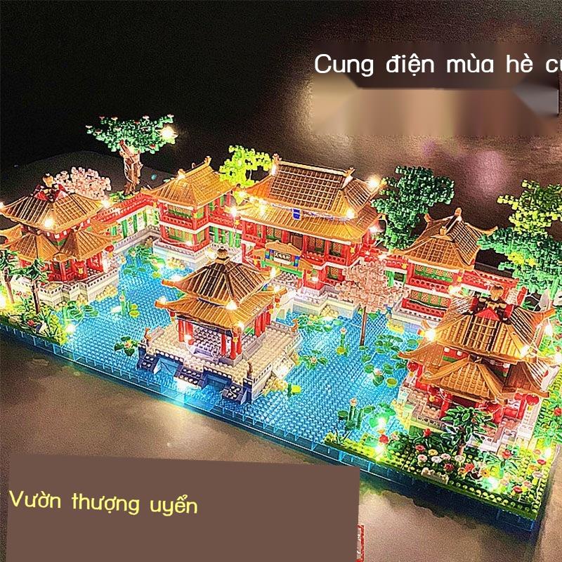 Khối xây dựng Tử Cấm Thành Yuanmingyuan hơn 10.000 mảnh khó lắp ráp Đồ chơi bé gái loạt mô hình tò