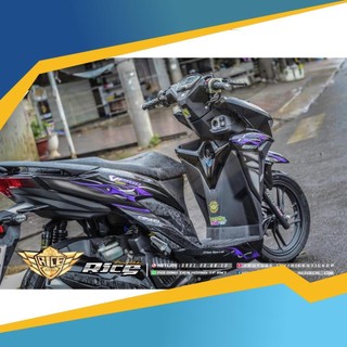 Tem Rời Dán Xe Vario 150 Mẫu Lửa Tím Đen Bạc