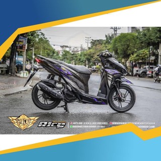 Tem Rời Dán Xe Vario 150 Mẫu Lửa Tím Đen Bạc