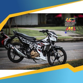 Tem rời dán xe raider fi mẫu trắng đen đỏ chữ satria f150