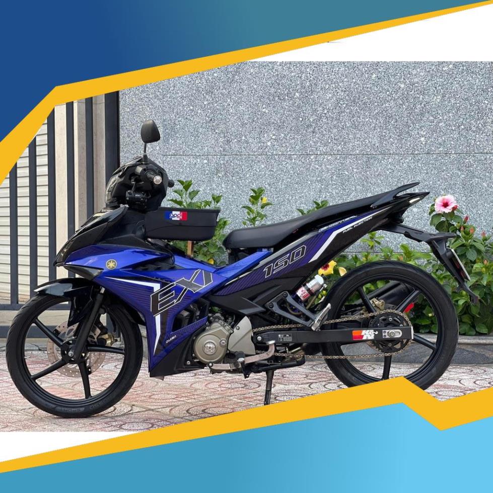 Tem Rời Dán Xe Exciter 150 Mẫu Sọc Xanh Đen Trắng Chữ EX To Cực Hot