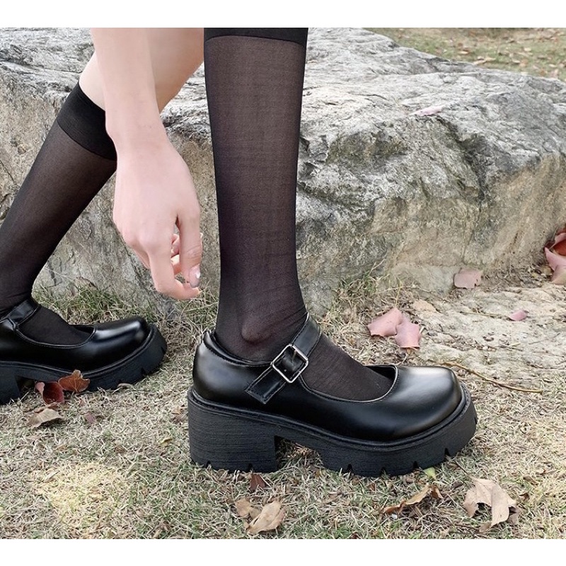 Giày Mary Jane Chunky - Giày mềm da lì Lolita