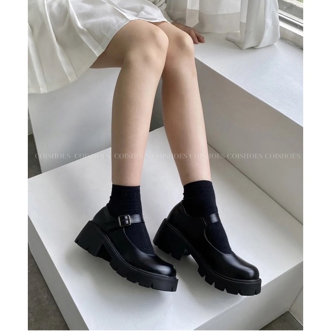 Giày Mary Jane Chunky - Giày mềm da lì Lolita