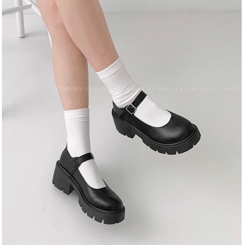 Giày Mary Jane Chunky - Giày mềm da lì Lolita