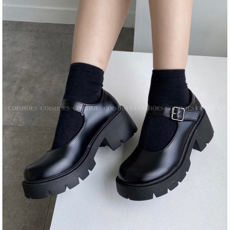 Giày Mary Jane Chunky - Giày mềm da lì Lolita