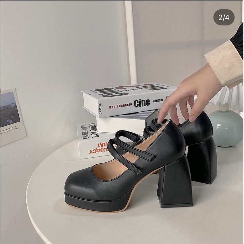 Giày Mary Jane Chunky - Giày Lolita 9 phân - quai dán
