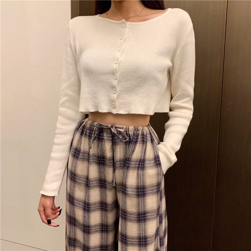 Jiashucheng Quần Thể Thao Ống Rộng Lưng Cao Họa Tiết Kẻ Sọc Phong Cách Hàn Quốc Thời Trang Xuân Hè Mới Cho Nữ