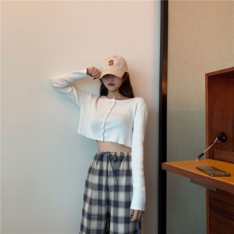 Jiashucheng Quần Thể Thao Ống Rộng Lưng Cao Họa Tiết Kẻ Sọc Phong Cách Hàn Quốc Thời Trang Xuân Hè Mới Cho Nữ