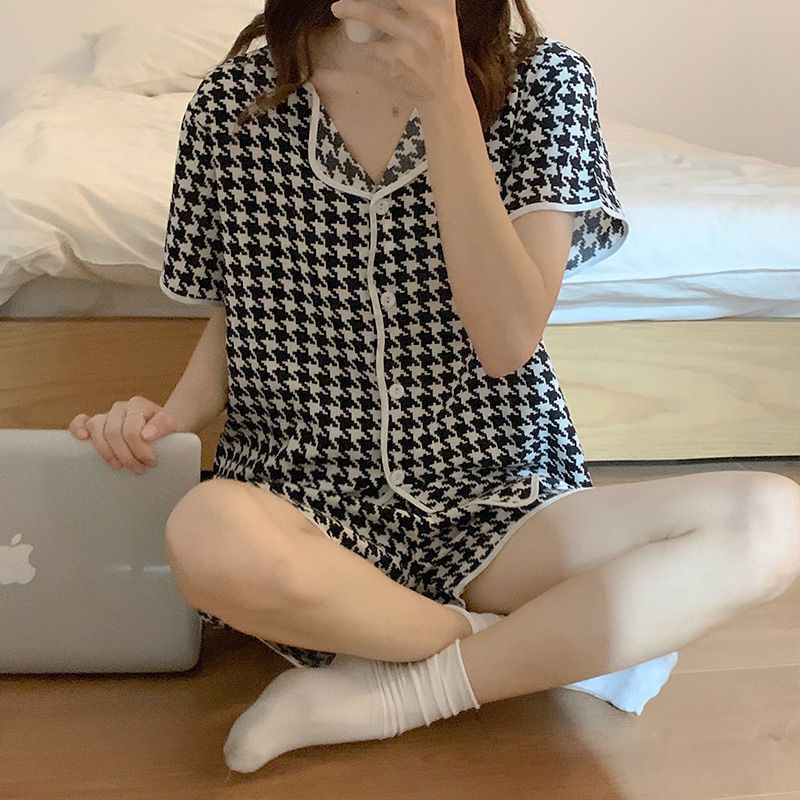 Jiashucheng Bộ Đồ Ngủ Ngắn Tay Bằng Lụa Mát Thời Trang Mùa Hè Hàng Mới 2023 Dành Cho Bạn Nữ