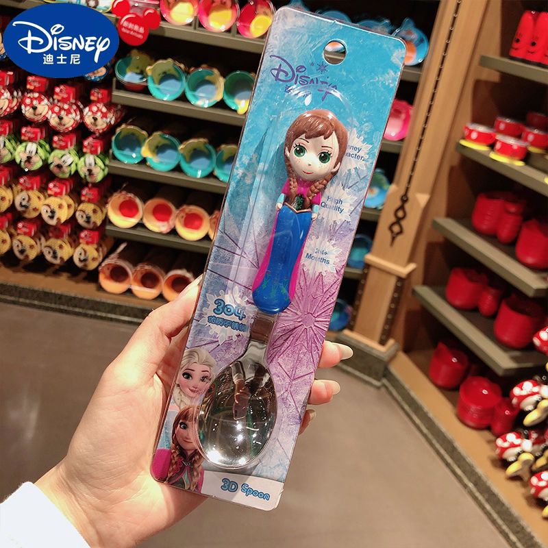 Muỗng Ăn Cơm Ba Chiều Bằng Thép Không Gỉ 304 Hình Disney Elsa Cho Bé