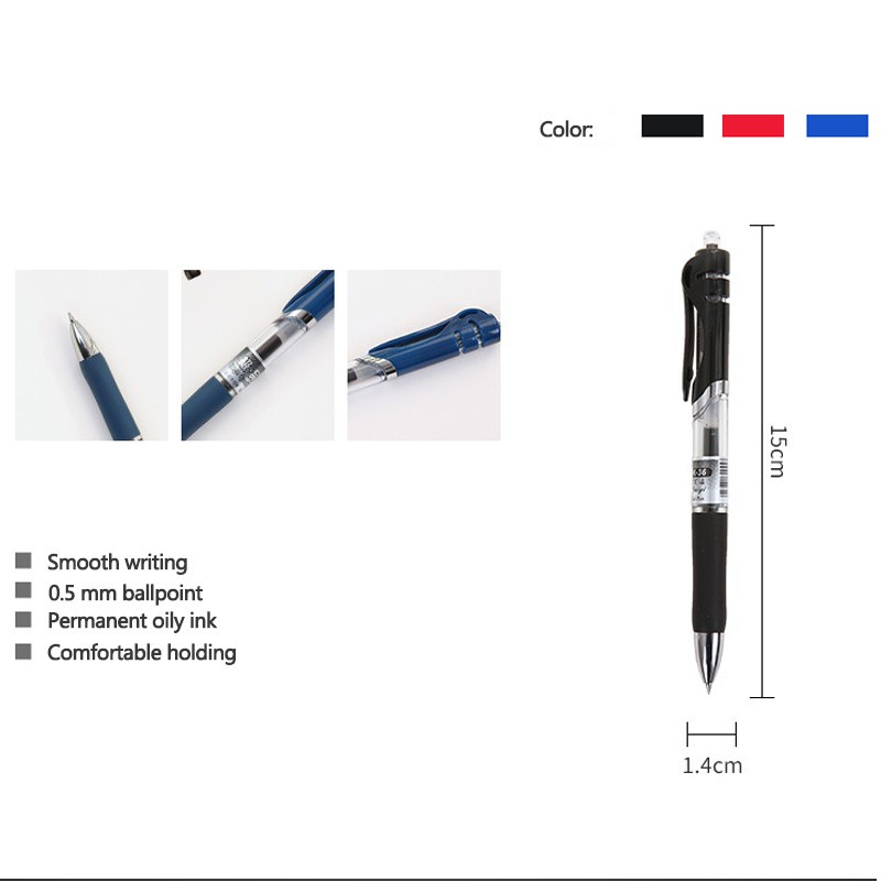 Combo bút bi gel đủ màu  ngòi 0.5mm có thể thu gọn cho văn phòng và trường học