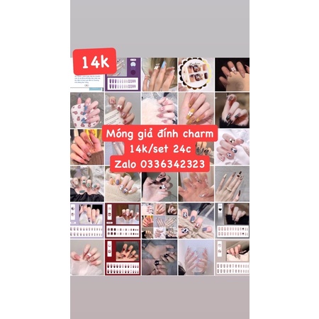 Set 24 móng tay giả trang trí nghệ thuật dài