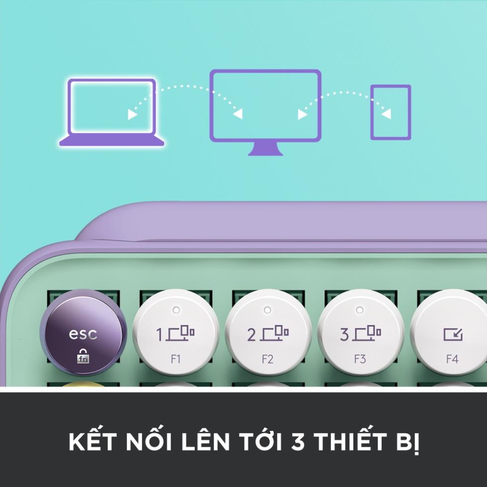 Bàn phím cơ không dây Logitech Pop Keys kết nối Bluetooth/ Usb - Phím emoji có thể tùy chỉnh