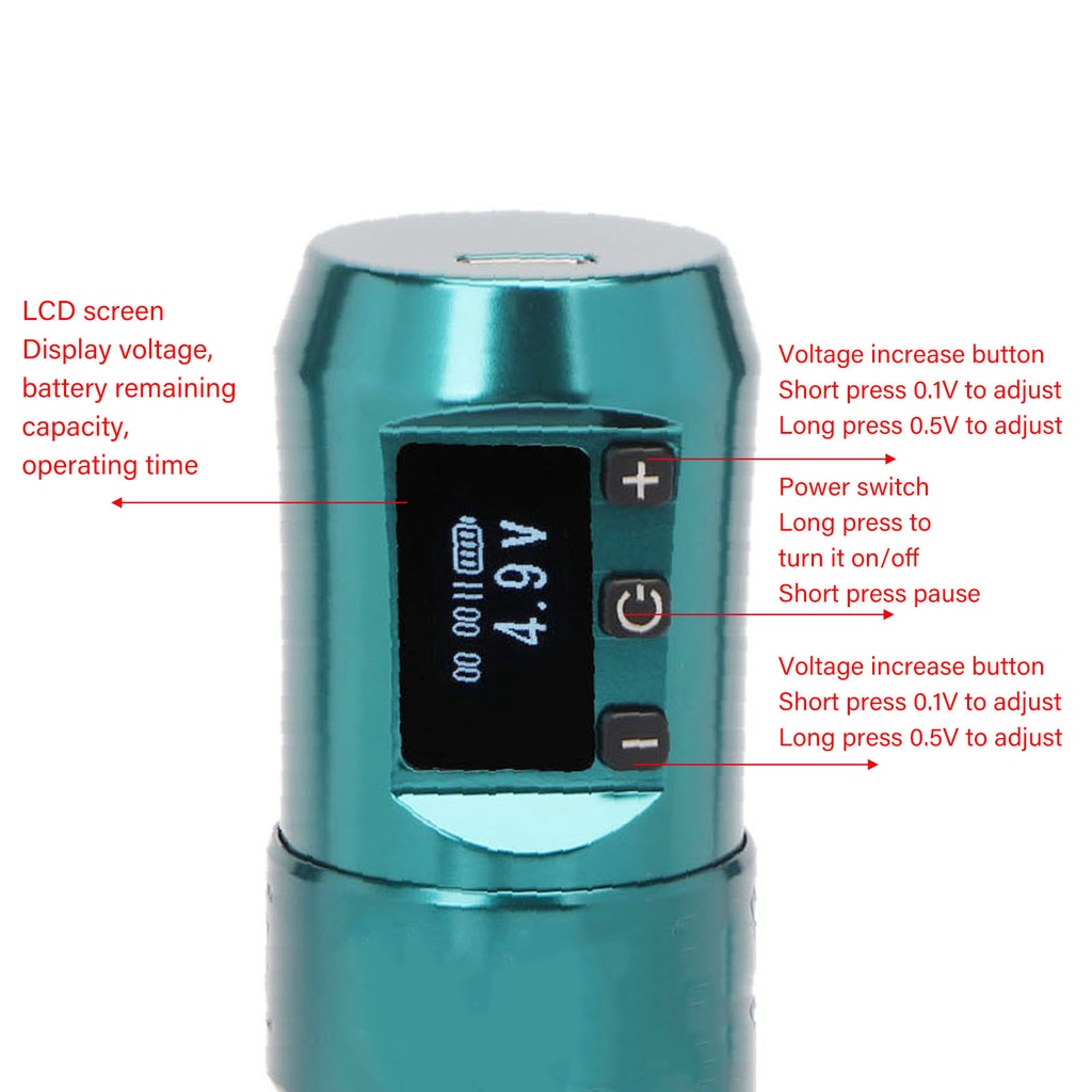 Máy xăm quay RCA Màn hình LCD chuyên nghiệp 2400mAh Pin Coreless Motor Bút không dây