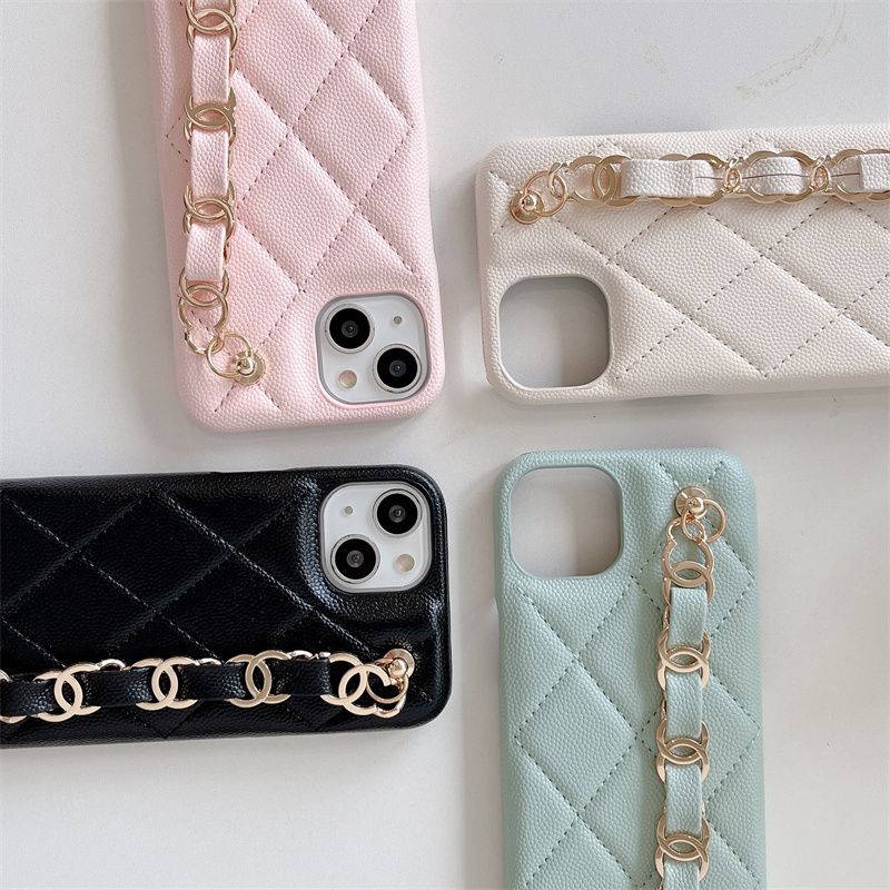 Ốp Điện Thoại Da Họa Tiết Hình Thoi Phong Cách Âu Mỹ Sang Trọng Kèm Vòng Đeo Tay Cho iPhone14Promax 11 12
