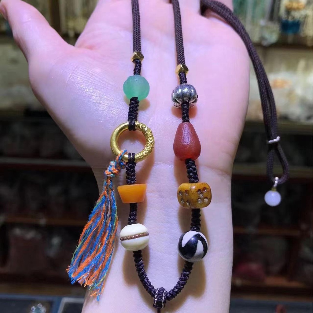 Vòng cổ Sáp Ong Hetian jade Thangka Thông Dụng Làm Mặt Dây Thừng Công Nghiệp Tây Tạng Hạng Nặng Cho Nữ a