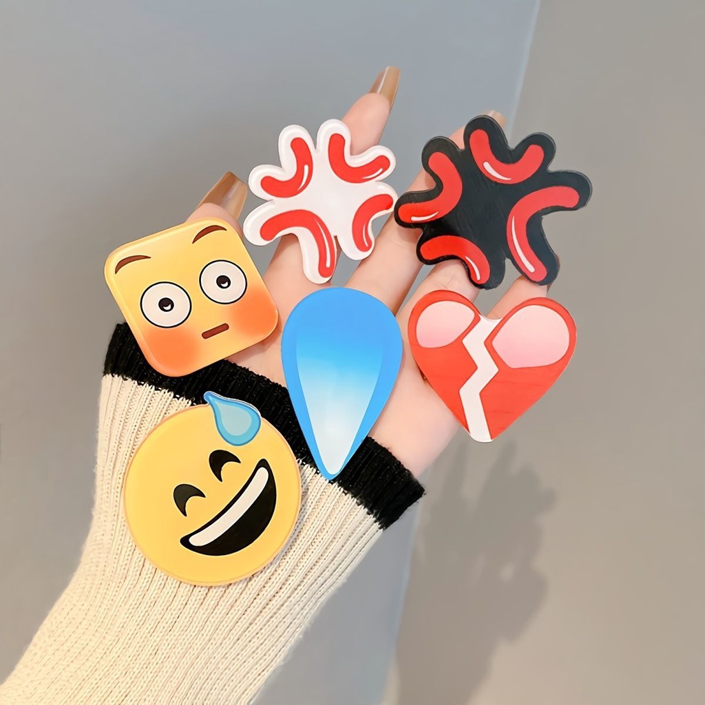 Kẹp Tóc Biểu Tượng Cảm Xúc Dễ Thương Chống Mồ Hôi Câu Hỏi Giận Dữ Giọt Nước Cùng Phong Cách Biểu Tượng Cảm Xúc acc
