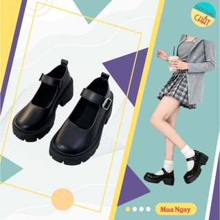 Giày Lolita Nữ Giày Búp Bê Cao Cấp Đế Cao 6cm Oxford Đen Khoá Ngang Hot Trend Mẫu Mới