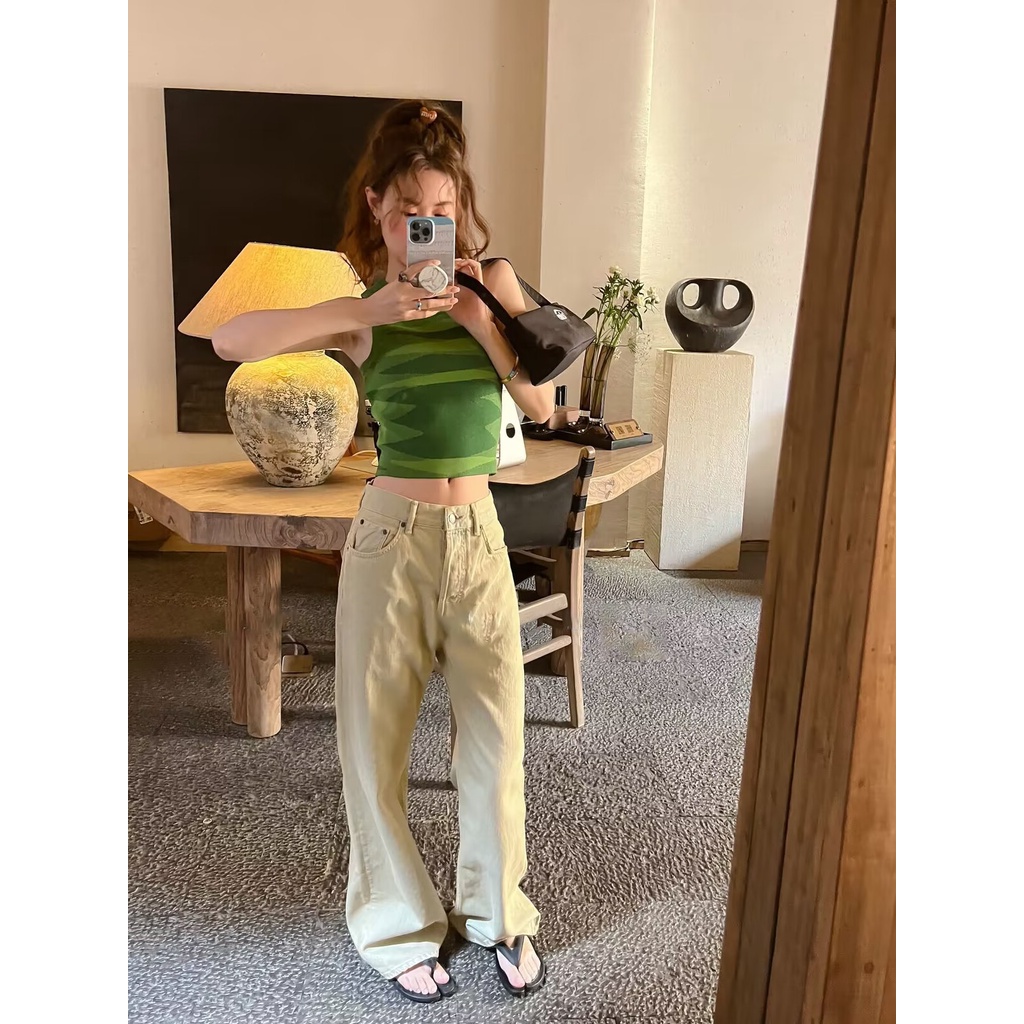 Áo Hai Dây Dệt Kim Dáng Ôm Họa Tiết Kẻ Sọc Thời Trang Mùa Hè Phong Cách Pháp Cổ Điển Mới Cho Nữ