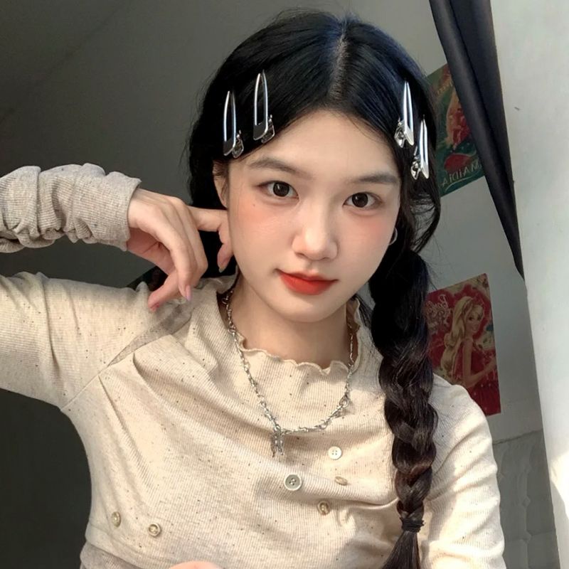 Kẹp Tóc Mái Bằng Kim Loại Đơn Giản Dễ Sử Dụng ~ Vịt Glogger Cá Tính Ngọt Ngào